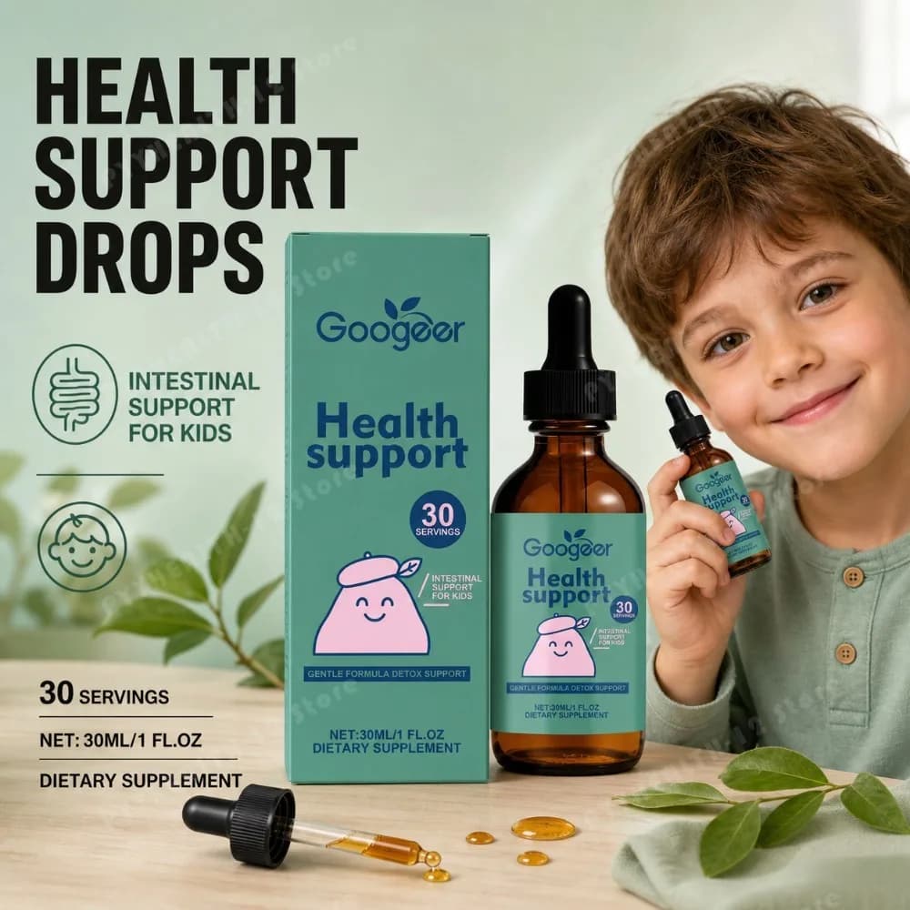 Googeer Gocce per la Cura dell'Intestino dei Bambini - Zeolite, Vitamina B12 e D per Detox Delicato e Supporto Immunitario, 30 Dosi, Integratore Liquido 30ml
