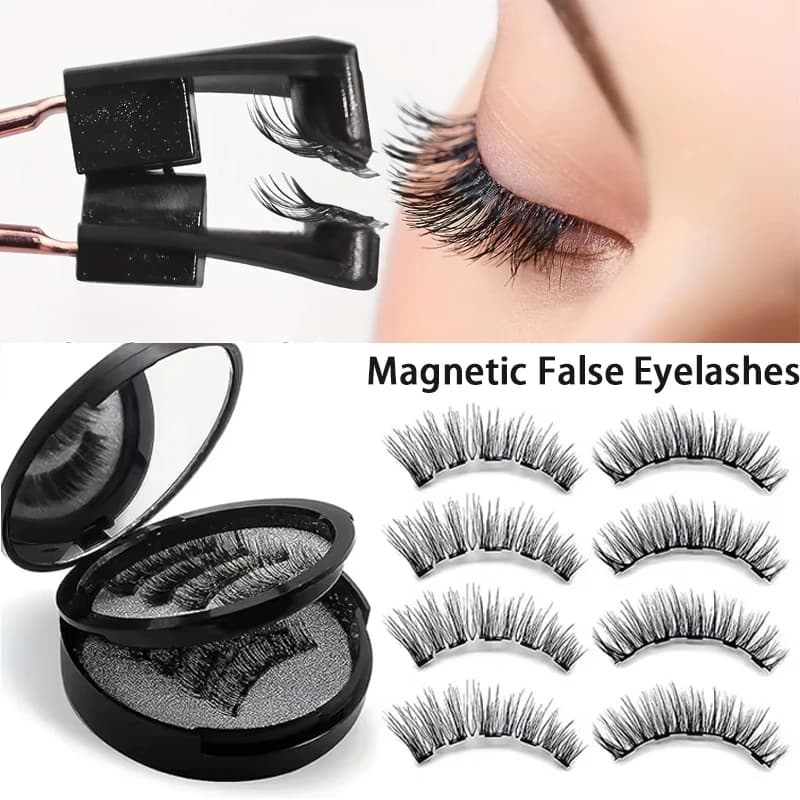8 pezzi kit ciglia finte magnetiche trucco ciglia finte 3D, strumenti per trucco ciglia finte riutilizzabili voluminou naturali per principianti