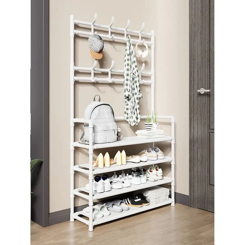 Hallway Shoe Rack Coat Rack Wall Hanging Clothes Floor Hanger Storage Wardrobe Multifunctional Combination Shoe And Hat Rack