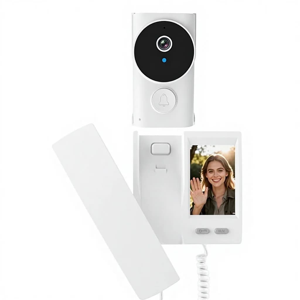 Home Wireless Video Doorbell Intercom with WiFi-Free Smart Monitoring Built-in Battery Display Microphone Wiring-Free Design