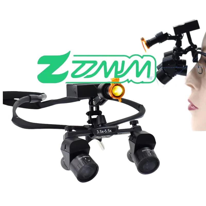 48 ° den tal Loupes 5W Faro Lente d'ingrandimento medica binoculare 3.5X-5.5X Lente per operazioni chirurgiche regolabile den tal Attrezzatura