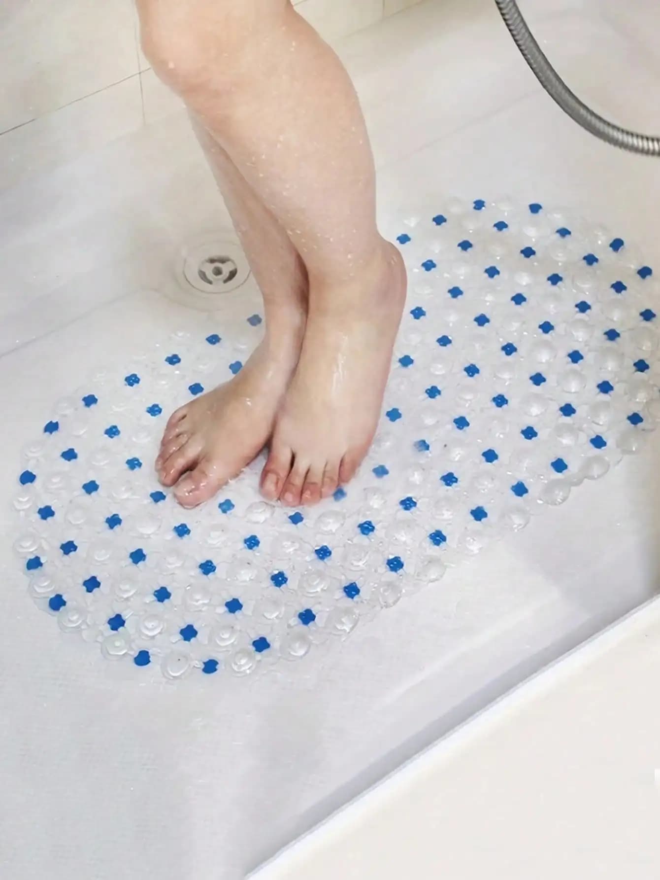 1pc Anti-Slip Shower Mat, Non-Slip Suction Cup Bath Mat, Bathroom Non-Slip Mat With Drainage Holes And Suction Cups, Foot Massage Bathroom Floor Mat, Bathroom Accessories, Home Bathroom Decor, Christmas sh25092440937095066