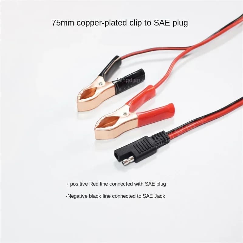 Pannello solare in rame puro da 2 mm2 Clip per batteria placcata in rame da 20 A Clip a coccodrillo da 75 mm per cavo di alimentazione con spina SAE da 36 cm