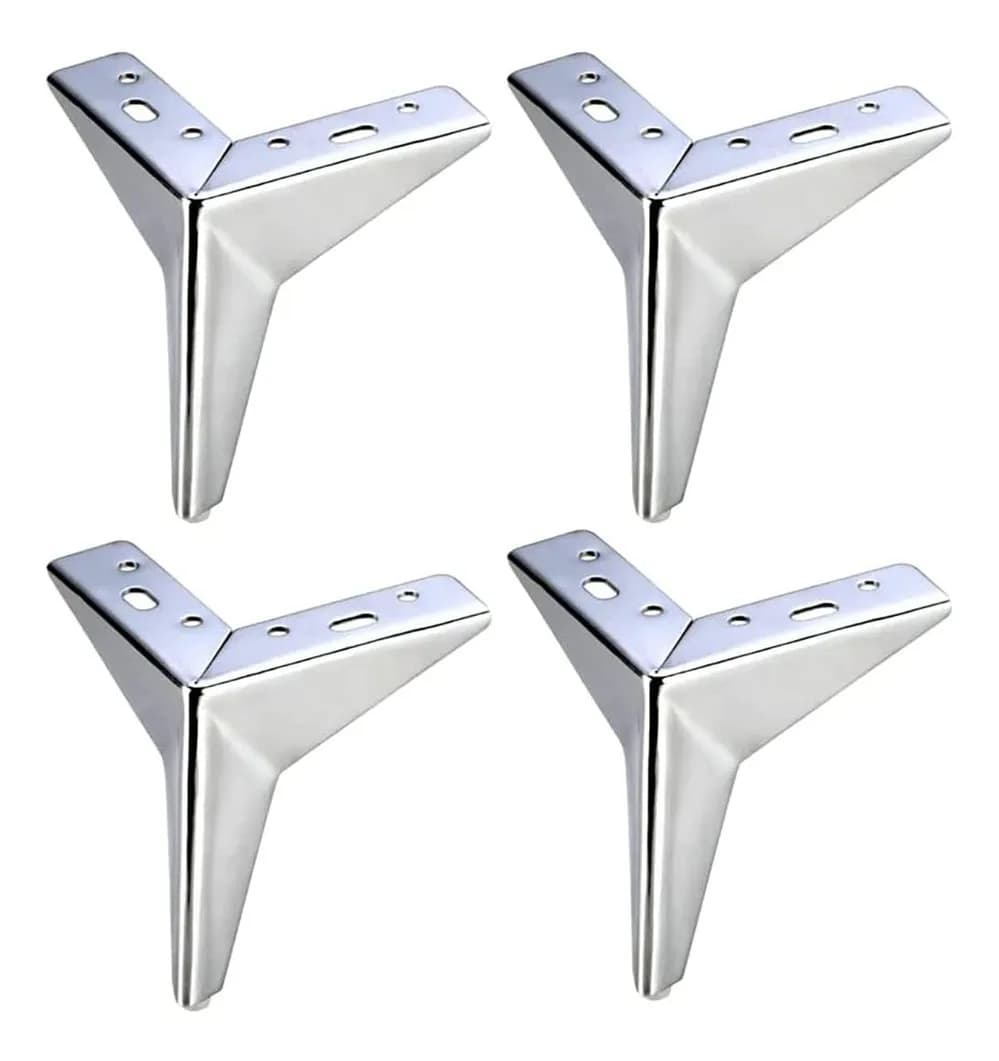 4-Pack 10CM Chrome Metal Furniture Legs Triangle Couch Chair Ottoman Heavy Duty Replacement Feet Set Load 600KG