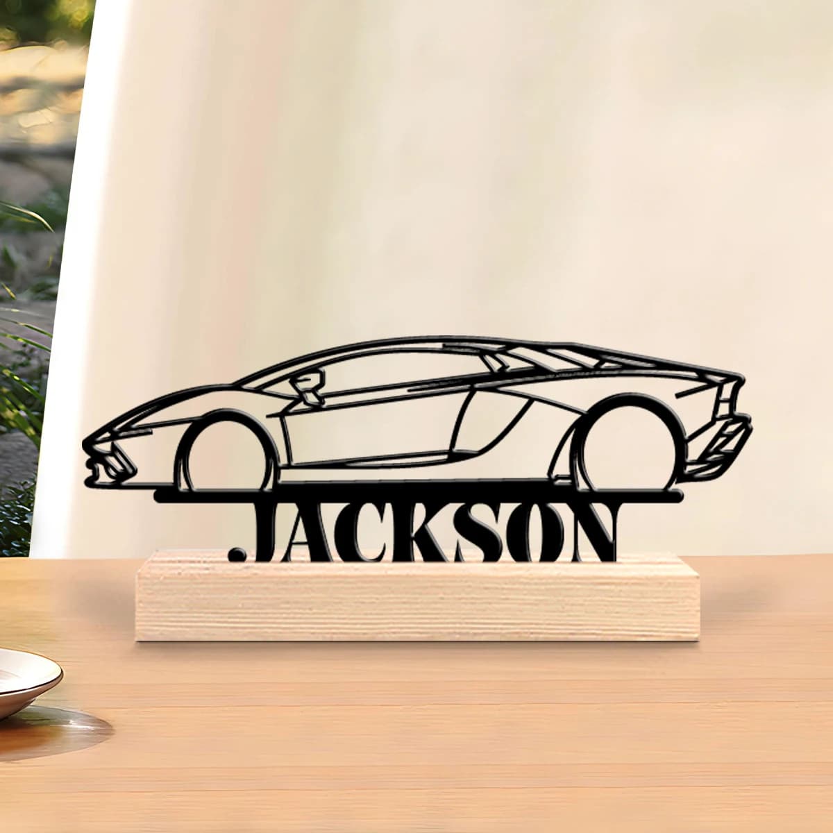 1pc Unique Personalized Metal Statue Ornaments Customizable Content With Wooden Base Desktop Decorations,Office Decorations