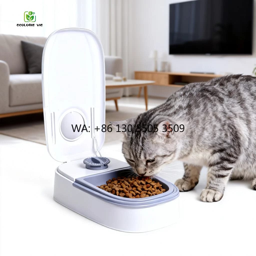 Nuovo Distributore Automatico di Cibo per Cani e Gatti con Timer, Doppia Ciotola, Dispenser Intelligente per Alimenti Umidi e Secchi, Accessori per Animali Domestici