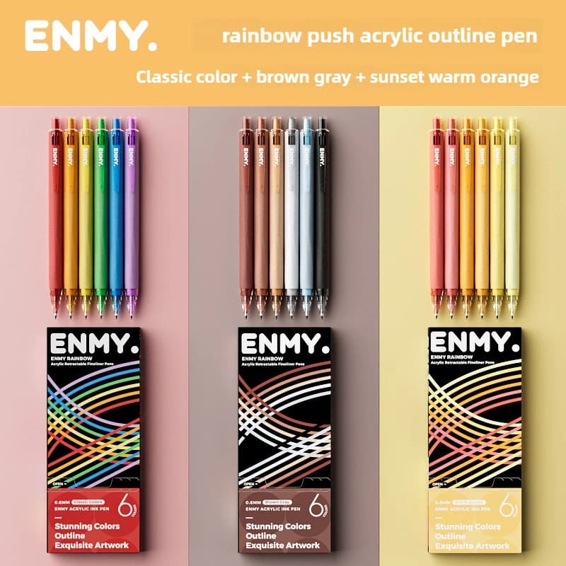 ENMY 48/10 Colori dell'arcobaleno Penna gel acrilica Punta fine 0,6 mm Non sbavature Non salta Penna da disegno artistico Cancelleria Materiale scolastico per ufficio
