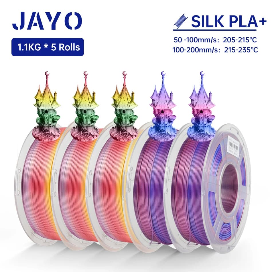 JAYO PLA/PLA PLUS/PETG/SILK/PLA Meta/ABS Filament 1.75MM 5 Rolls 3D Printer 100% Without FDM Gift FAI DA TE Material Fast Transport