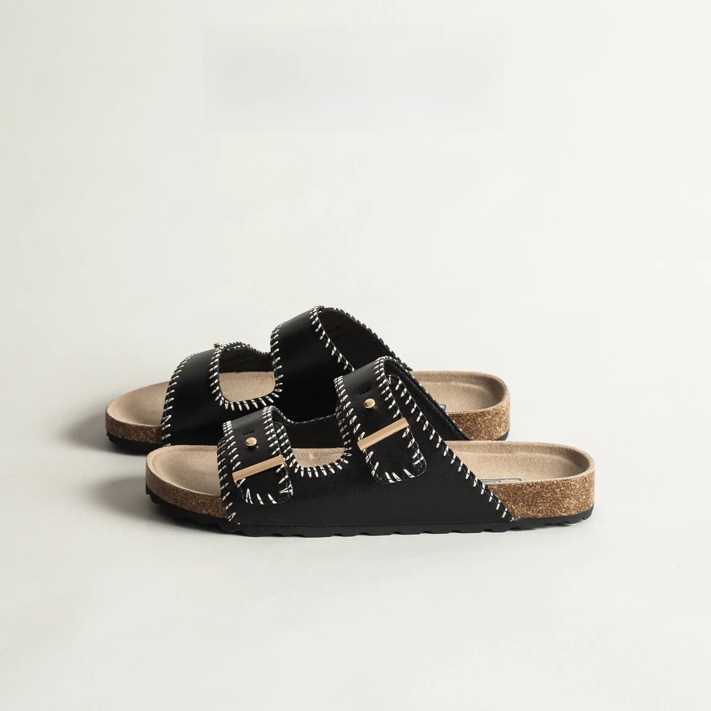 Genuine Leather Black Slippers Women's Summer New Style Retro Flat Thick Bottom Beach Outdoor Sandals