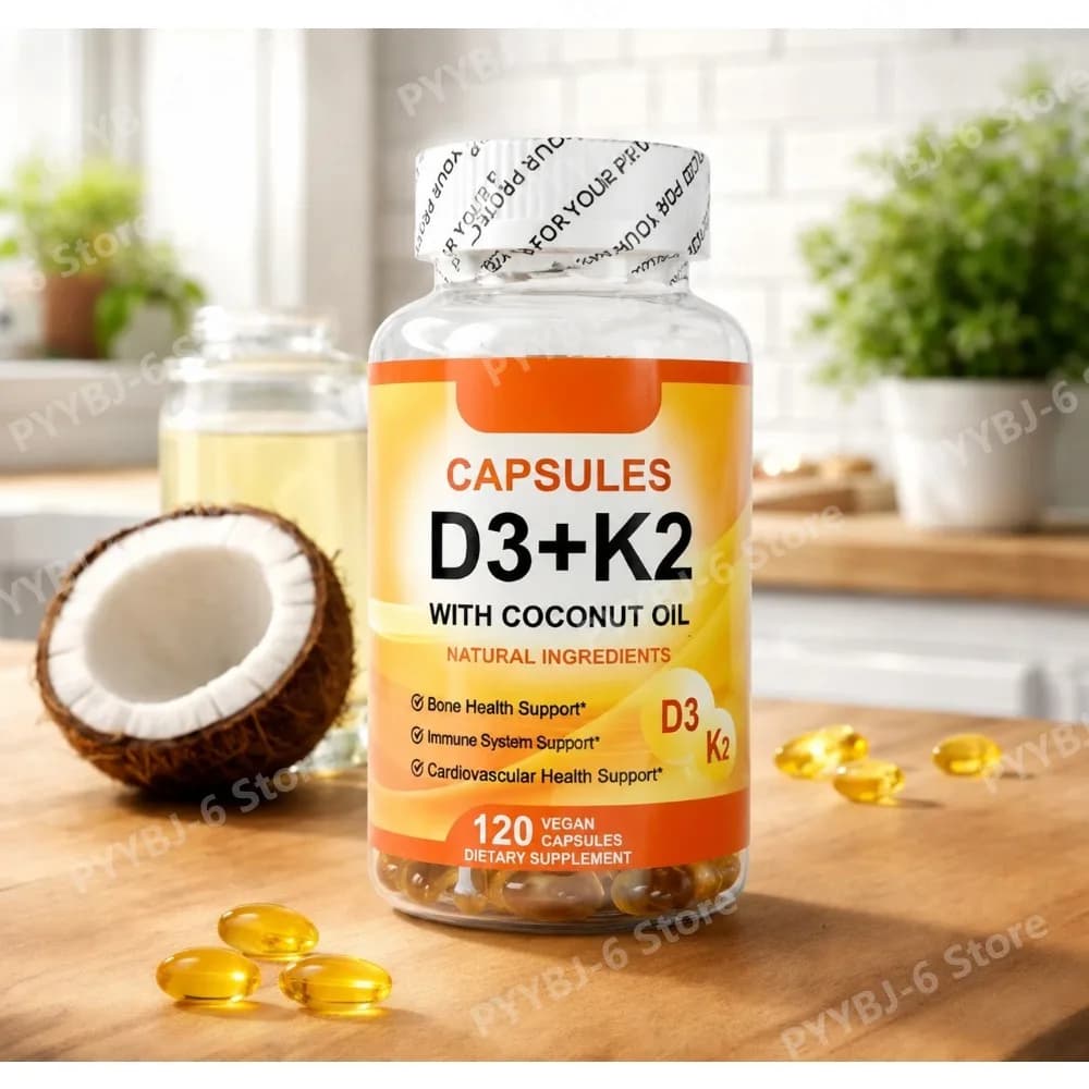 Vitamin D3+K2 supplement for Healthy Bones, Immunity and Health Cardiovascular, Gluten-free and Gluten-free, for Adults