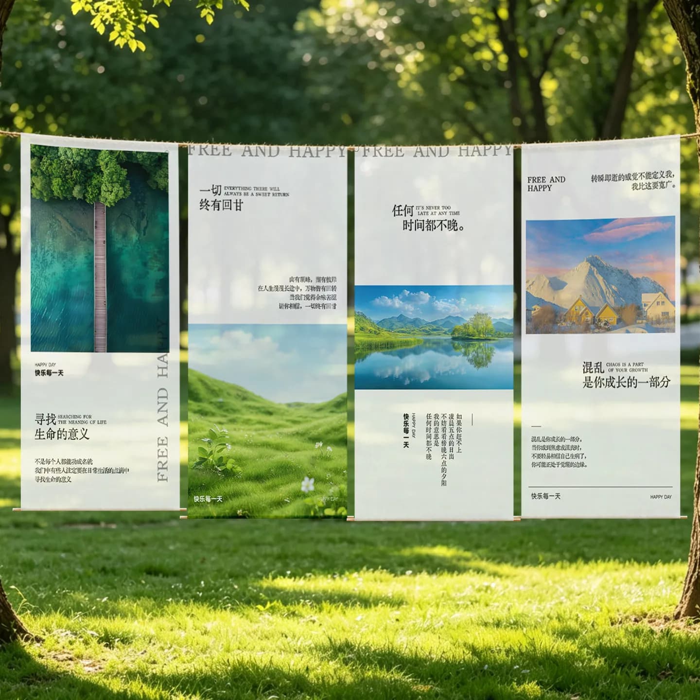 ✨ Outdoor Curtain – Nature Forest Print Hanging Room Divider, Semi Transparent Privacy Screen for Camping, Patio & Garden Drape