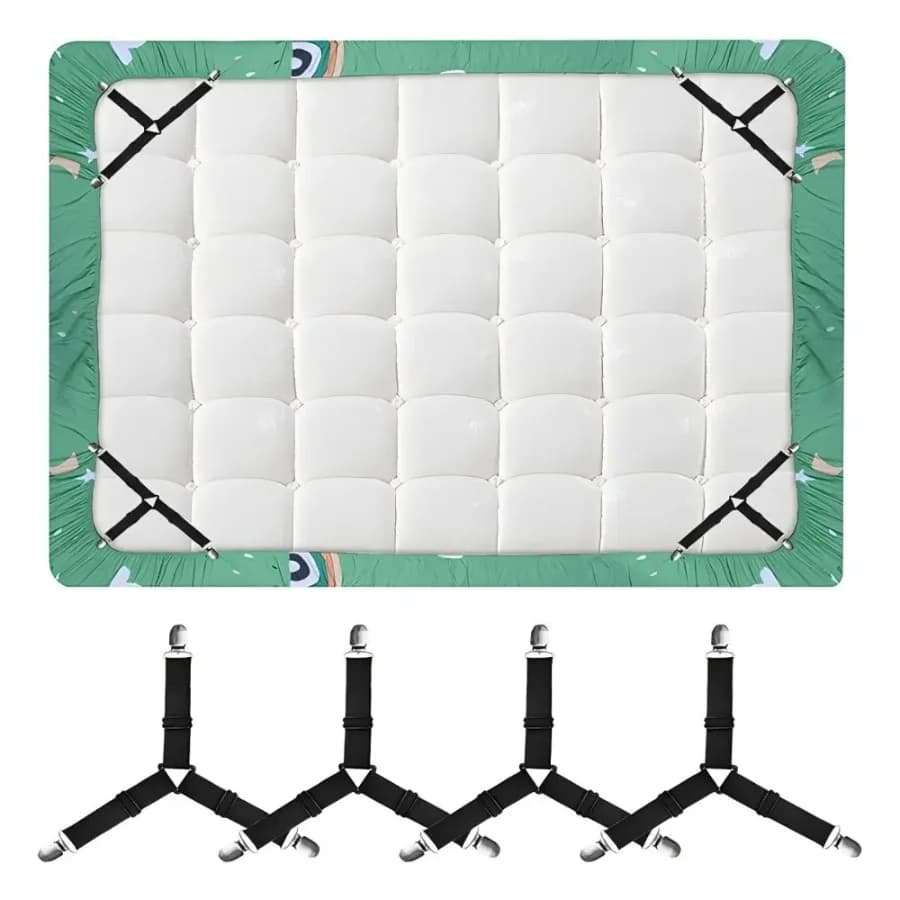 4Pcs Adjustable Bed Sheet And Quilt Holder for Bed Sheet Organizer Mattress Cover Clip For Home Elastic Straps Adjustable Clips