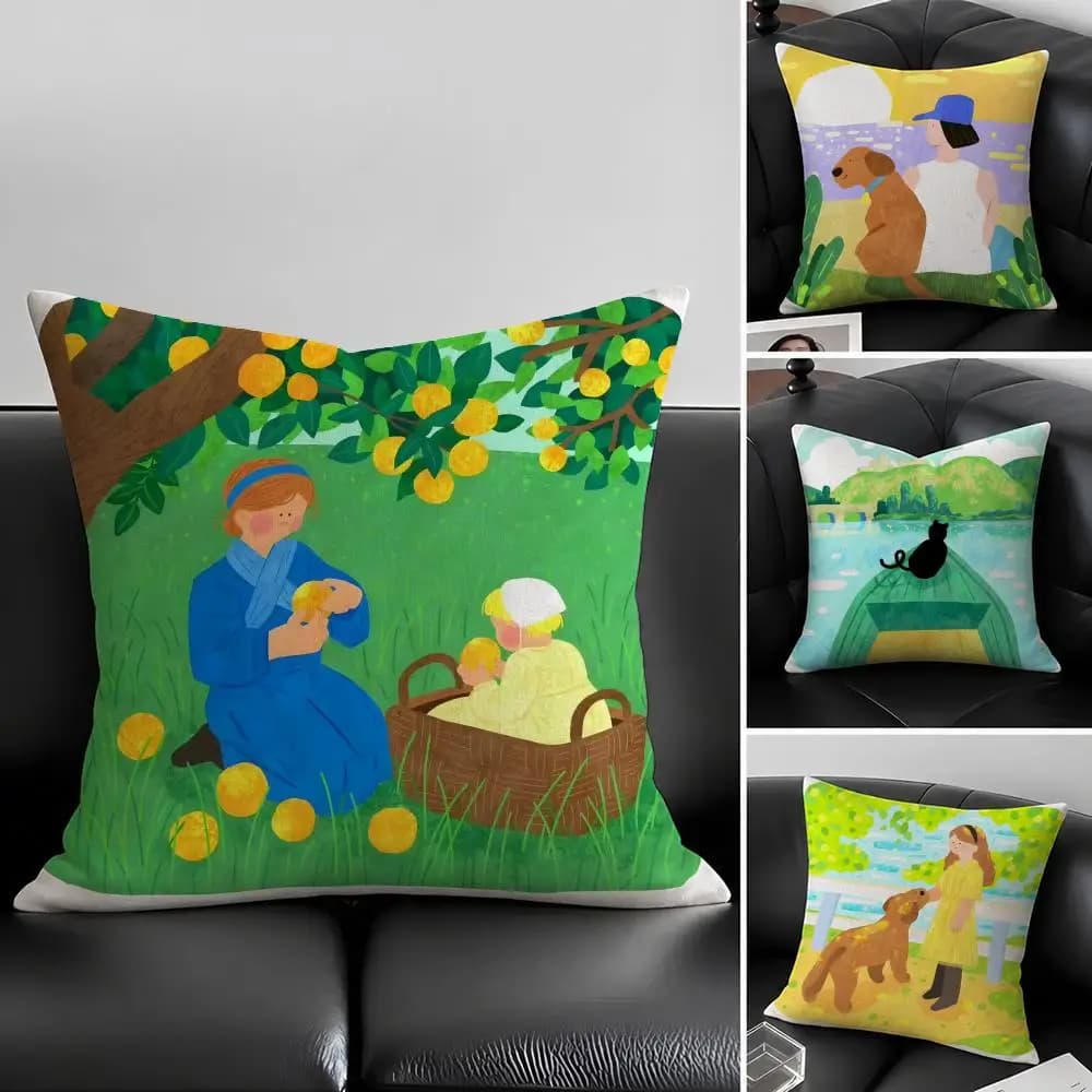 G-gambam-S Set di Federe in Lino Naturale, Decorazione Tutto-in-Uno per Divano, Camera da Letto e Sedia