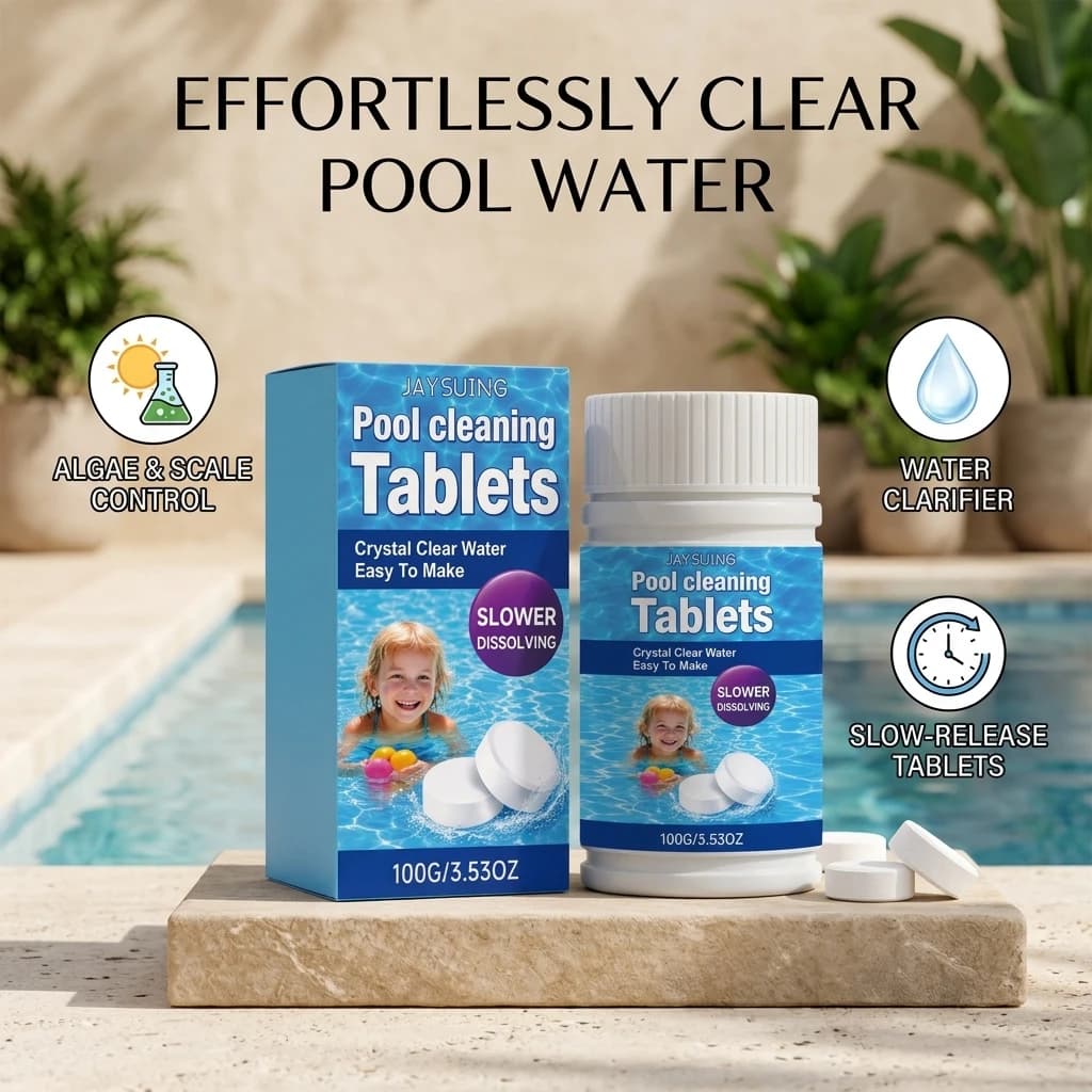 Pool Cleaning Tablets Clarify Turbid Water Prevent Algae Growth Reduce Limescale & Odor Long-Lasting Water Purification Tablets