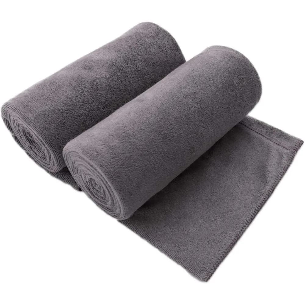 Asciugamani da Bagno in Microfibra Spessi e Grandi, Confezione da 2, Super Assorbenti, Asciugatura Rapida, Resistenti allo Sbiadimento, per Sport, Viaggi, Fitness, Yoga, 30x60, Grigio