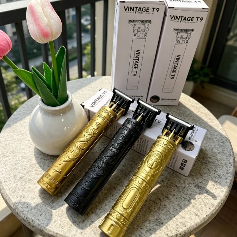 Rasoio Regolacapelli Professionale Ricaricabile T9 Vintage 2026 per Uomo con Funzione Intaglio e Rasatura