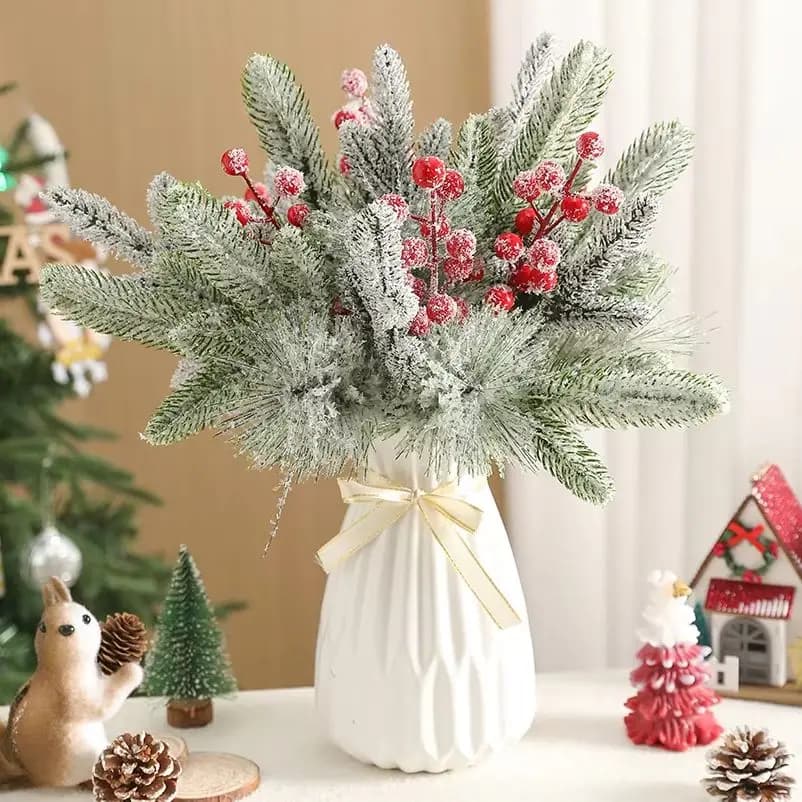 15 pcs artificial pine needles plant fake Christmas tree decoration accessories for Christmas garlands ornament home decoration 2026 gift
