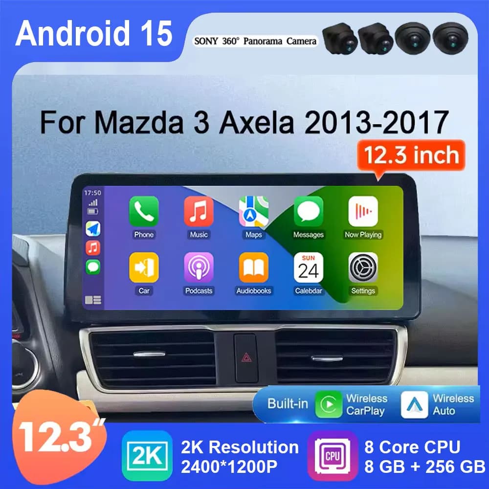 12.3 pollici Per Mazda 3 Axela 2013 - 2017 Android 15 Carplay Touch Screen Auto Stereo Radio Lettore Multimediale WIFI 4G BT DSP GPS