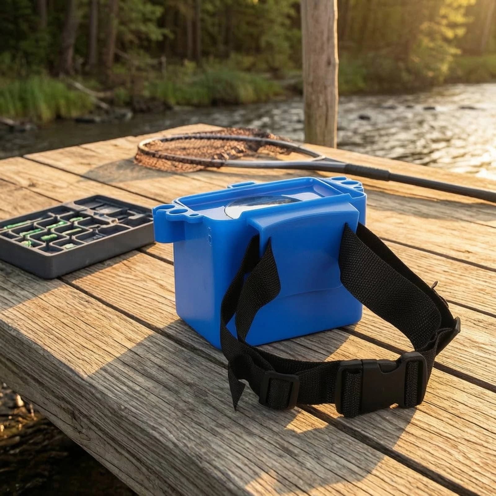 Box with Waist Strap Portable Fishing Container with Belt Fishing Tackle Box Compact Tackle Organizer Transparent