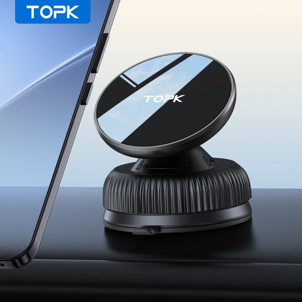 TOPK D56 360° Rotatable Magnetic Car Phone Mount For Magsafe Adjustable Multi Angle Suction Cup Holder,Fit All Smartphone Sizes