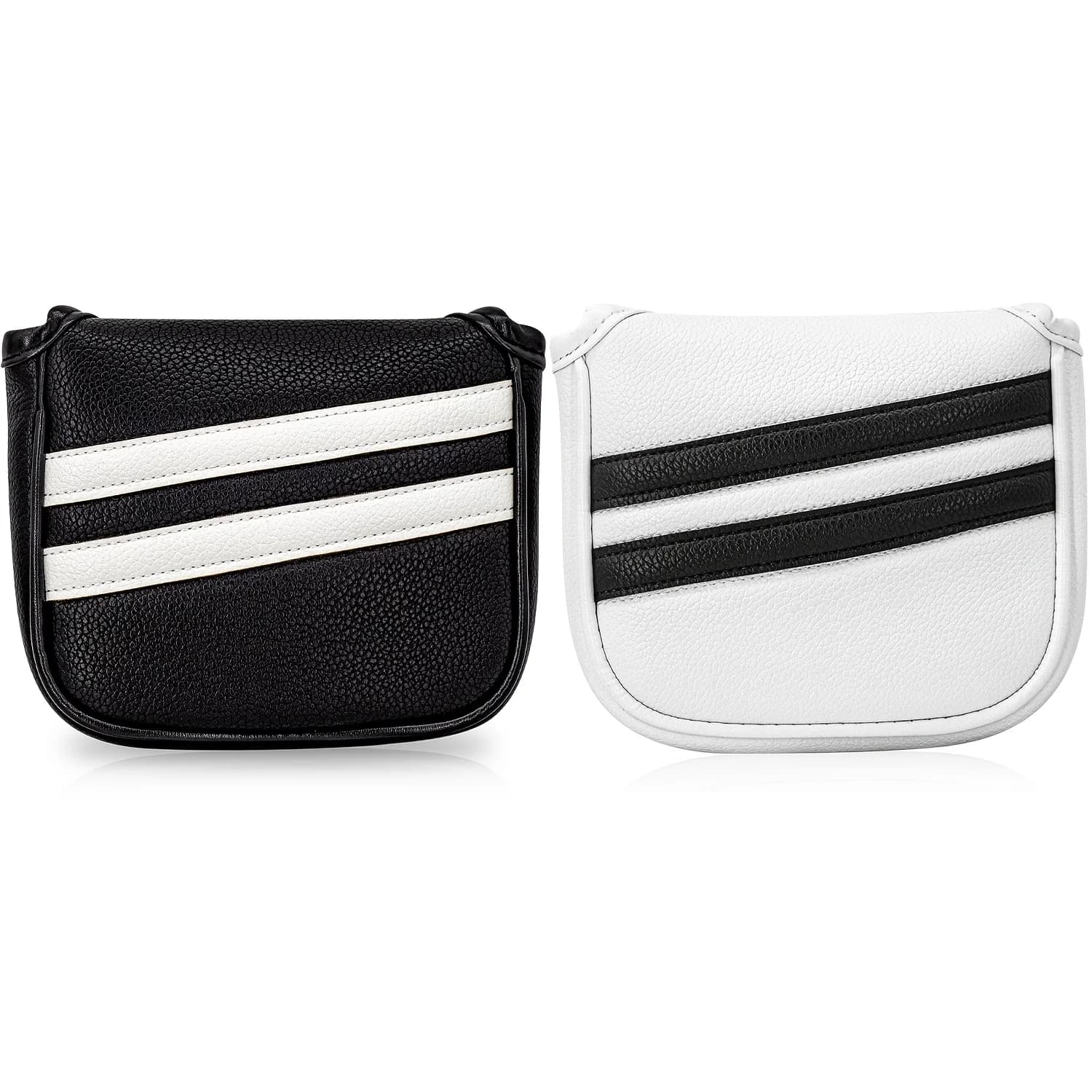 1pc Double Bar Stripes Style Golf Club Head Cover, Golf Mallet Putter Cover, Made of PU Material, Universal Fit for Most Brands