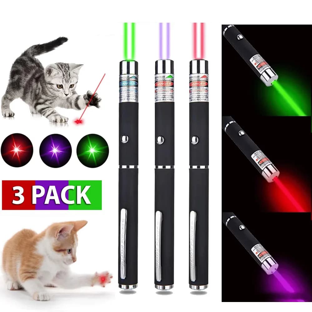 Mini Puntatore Laser LED Portatile Verde e Rosso Senza Batterie, Torcia LED Penna Laser Giocattolo Interattivo per Gatti