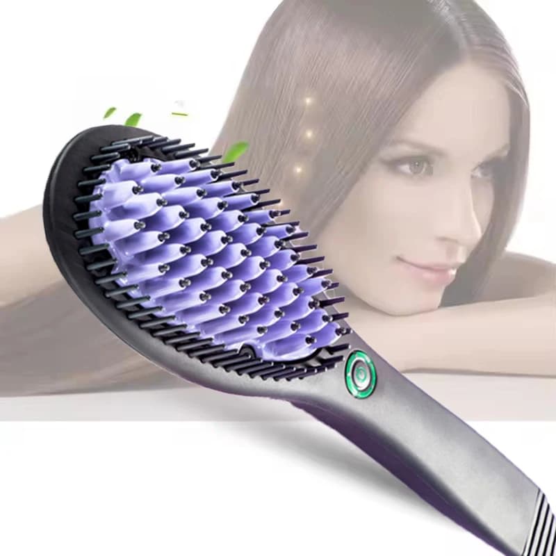 Piastra per Capelli Elettrica a Riscaldamento Rapido in Ceramica e Tormalina, Spazzola Ionica per Styling, Pettine Lisciante per Donna