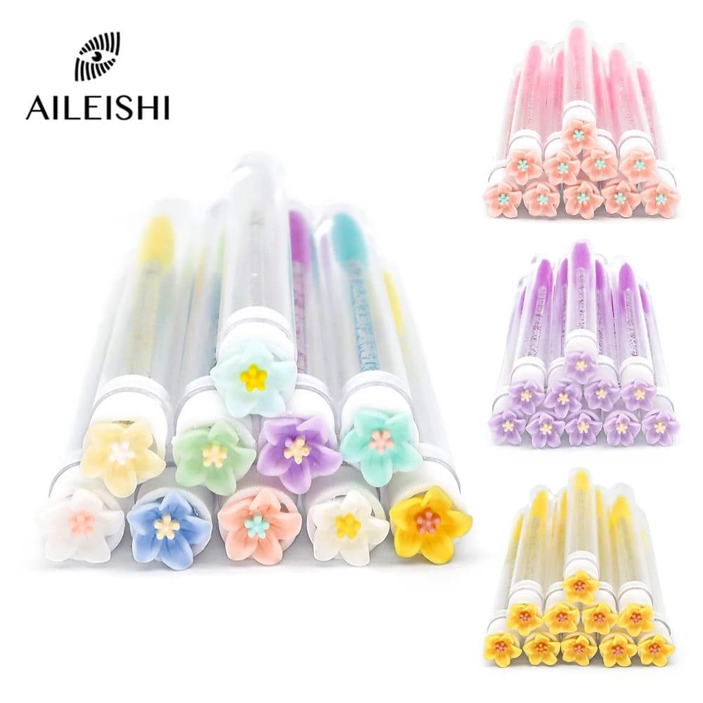 10/50 pcs Eyebrow Brushes With Crystal Lash Mascara Bacchette Spoolies Eyebrow Spools Container Eyelash Brush Applicators Makeup Tools