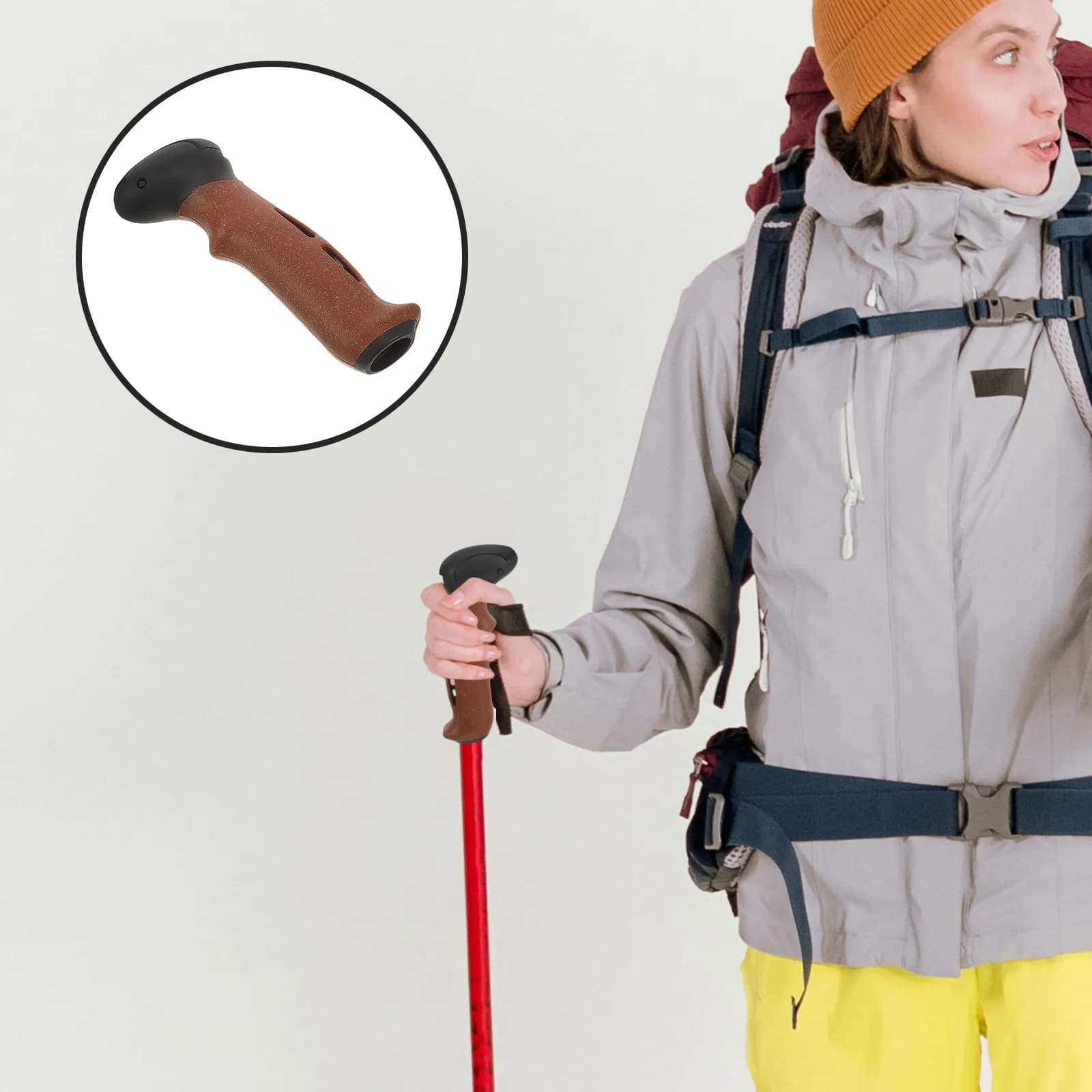 Adapter for handle trekking stick in non-slip cork, spare for handle outdoor stick for excursions, ski, camping, balance support
