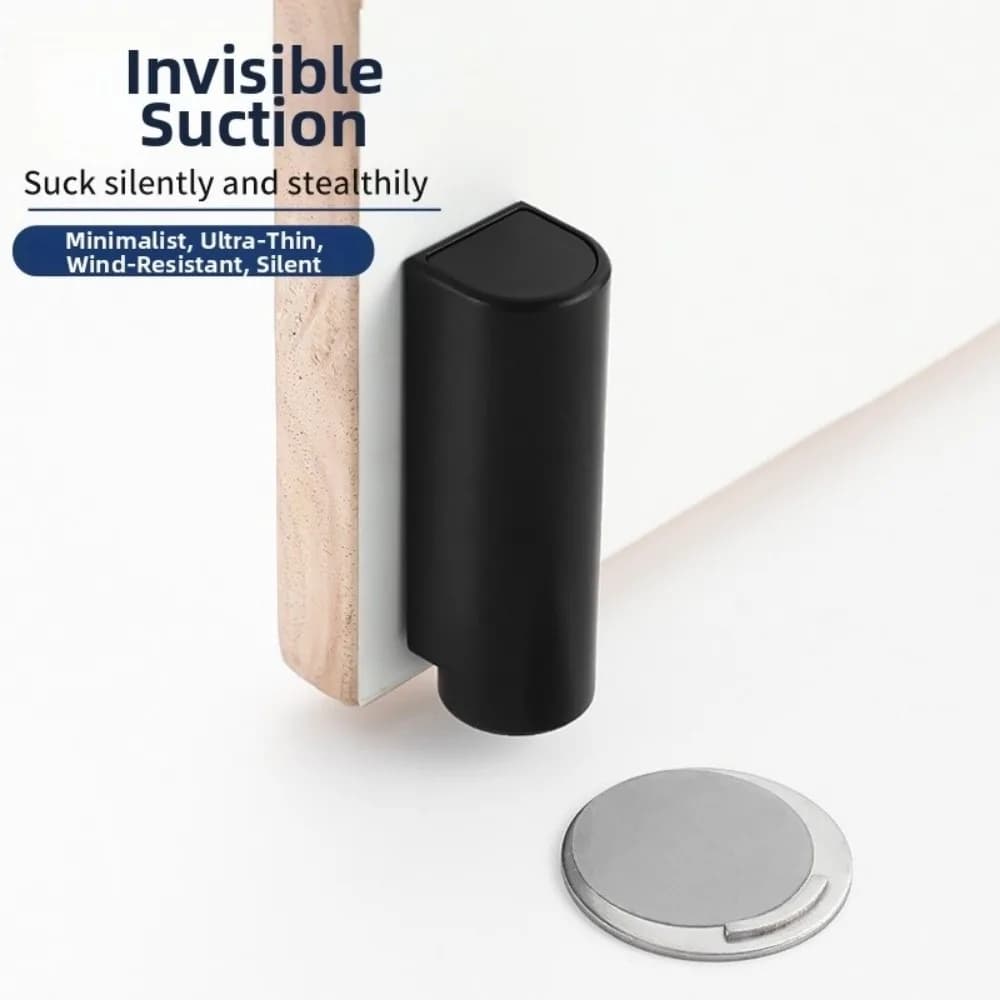 Nuovo Fermaporta Magnetico Robusto in Acciaio Inossidabile, Supporto per Porta con Aspirazione Silenziosa, Ammortizzazione, Senza Foratura, per Base Porta Interna