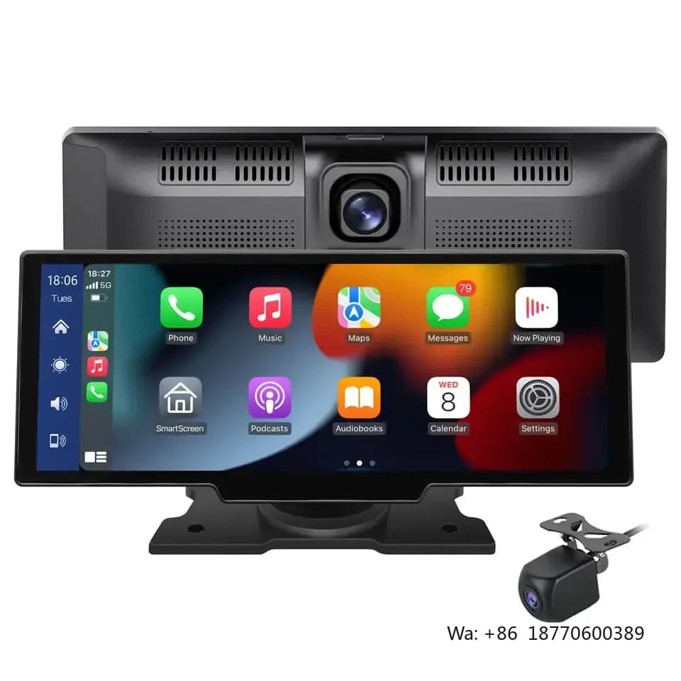 10.26" Car Intelligent Screen with 1080P Rotation Dash Cam Wireless CarPlay & Android Auto AUX FM Bluetooth WIFI GPS