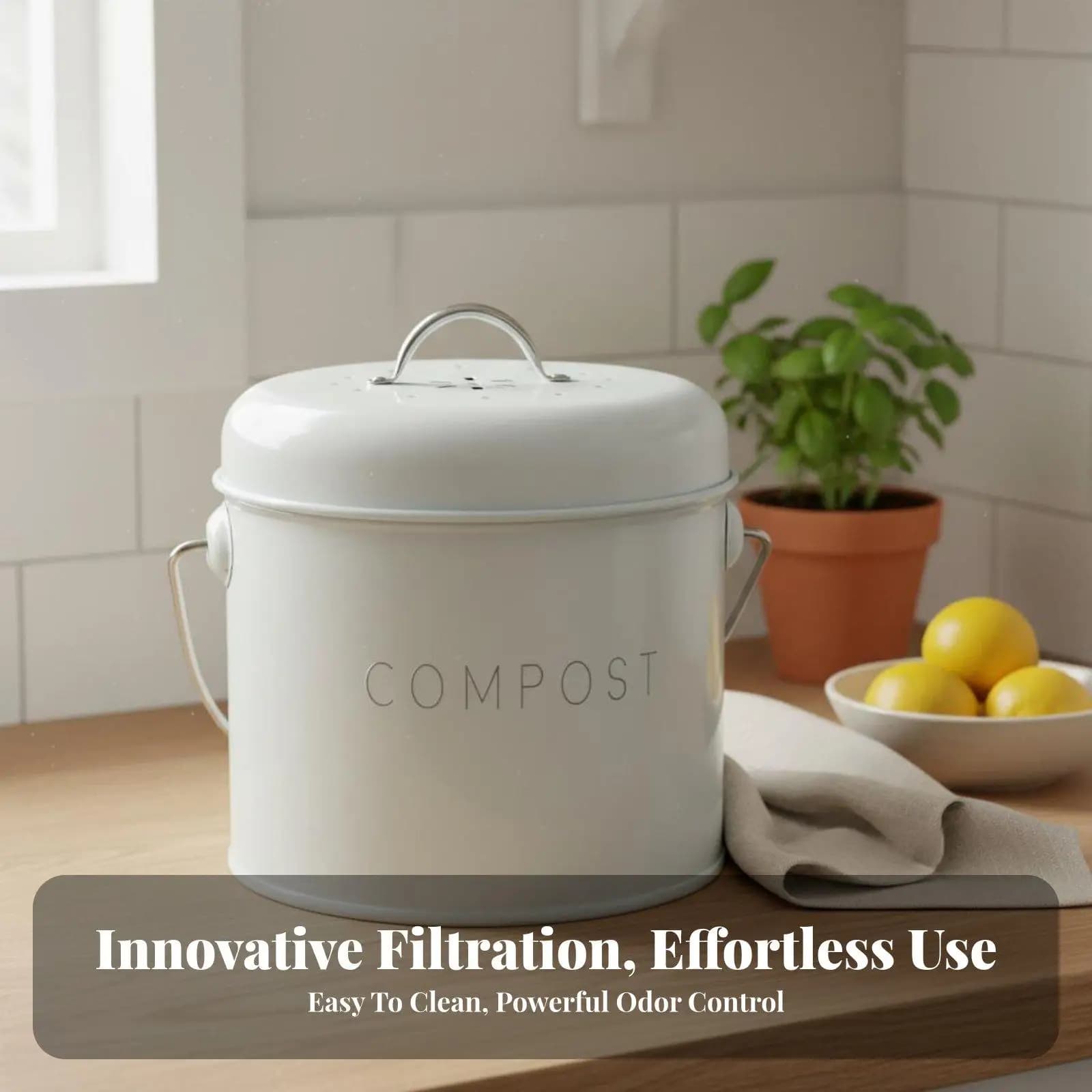 Countertop Desktop Trash Can Odor Control Composting Equipment Compostable Waste Bin for Gardeners or Pet Owners
