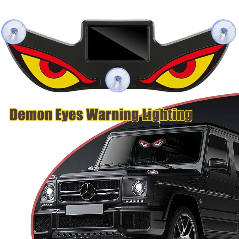 Luce di Avvertimento Solare per Auto, Luce a Occhi di Demone, Luce LED Dinamica per Finestrino Posteriore Anti-Collisione, Luce di Avvertimento al Neon