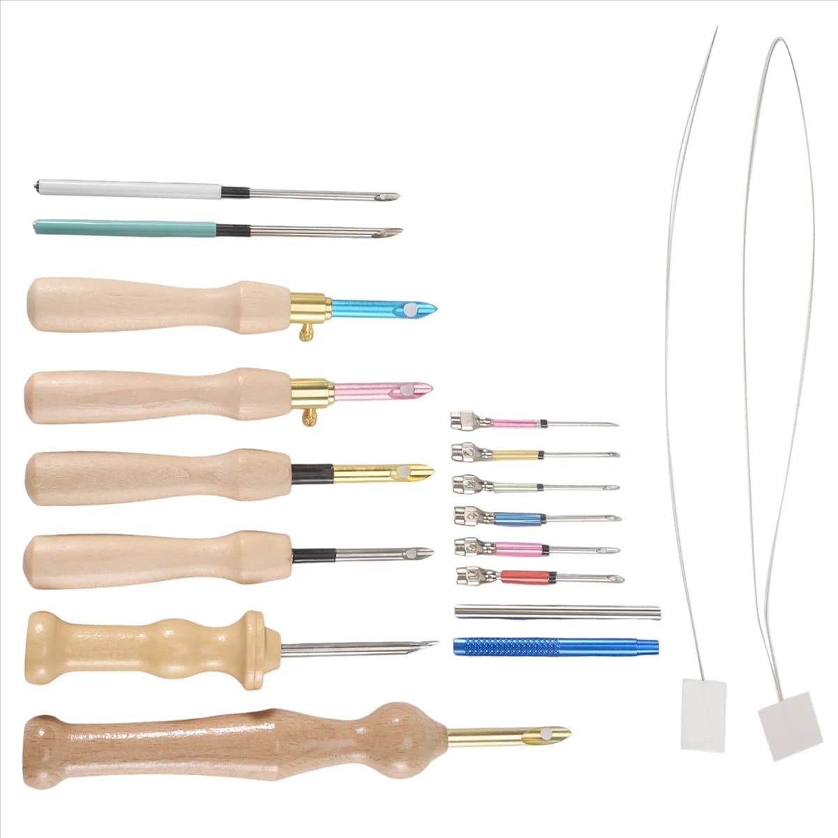 New 17Pcs Punch Needle Kit Punch Needle Embroidery Kits Adjustable Punch Needle Tool, Wooden Handle Embroidery Pen