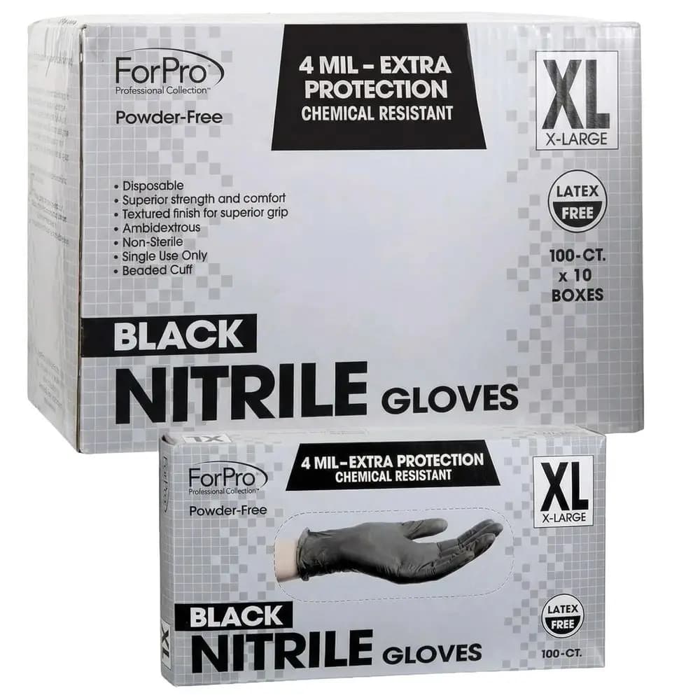 Guanti in Nitrile Monouso, Resistenti agli Agenti Chimici, Senza Polvere, Senza Lattice, Non Sterili, Adatti per Alimenti, 4 Mil