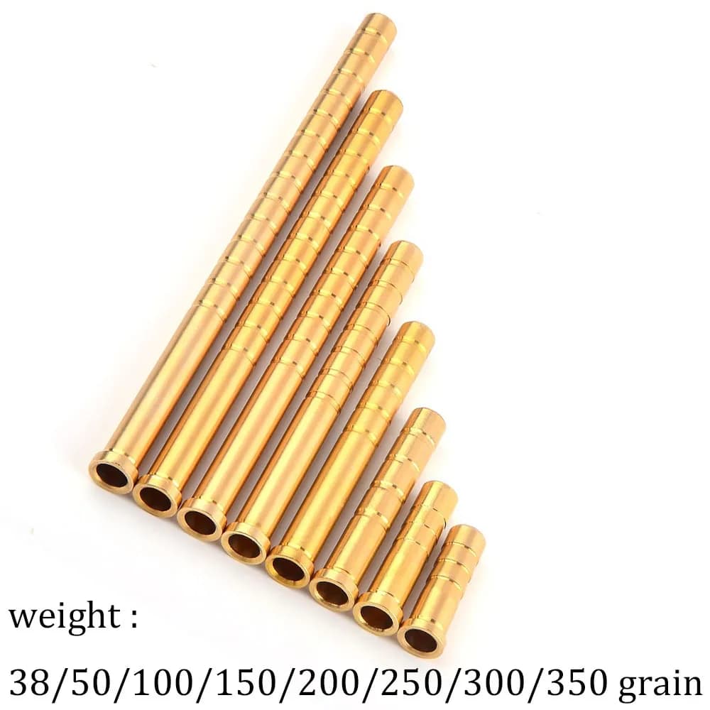 6/12/24pcs Screw-in Arrowhead Connectors Archery Brass Arrow Inserts (38-350 Grain) – Fits .244"/6.2mm ID Arrow Shafts