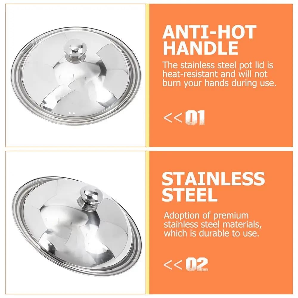 New Universal Cover for Wok 28-42cm, Anti-coating, for Tiles and Pots, Stainless Steel, for Restaurants and Kitchens