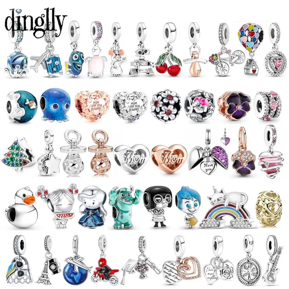 Dinglly 2 pz/lotto Animale Del Fumetto Perline Ciuccio Calamari e Robot Fascino Fit FAI DA TE Bici Aereo Braccialetto di Perline Accessorio Fatto A Mano Regalo