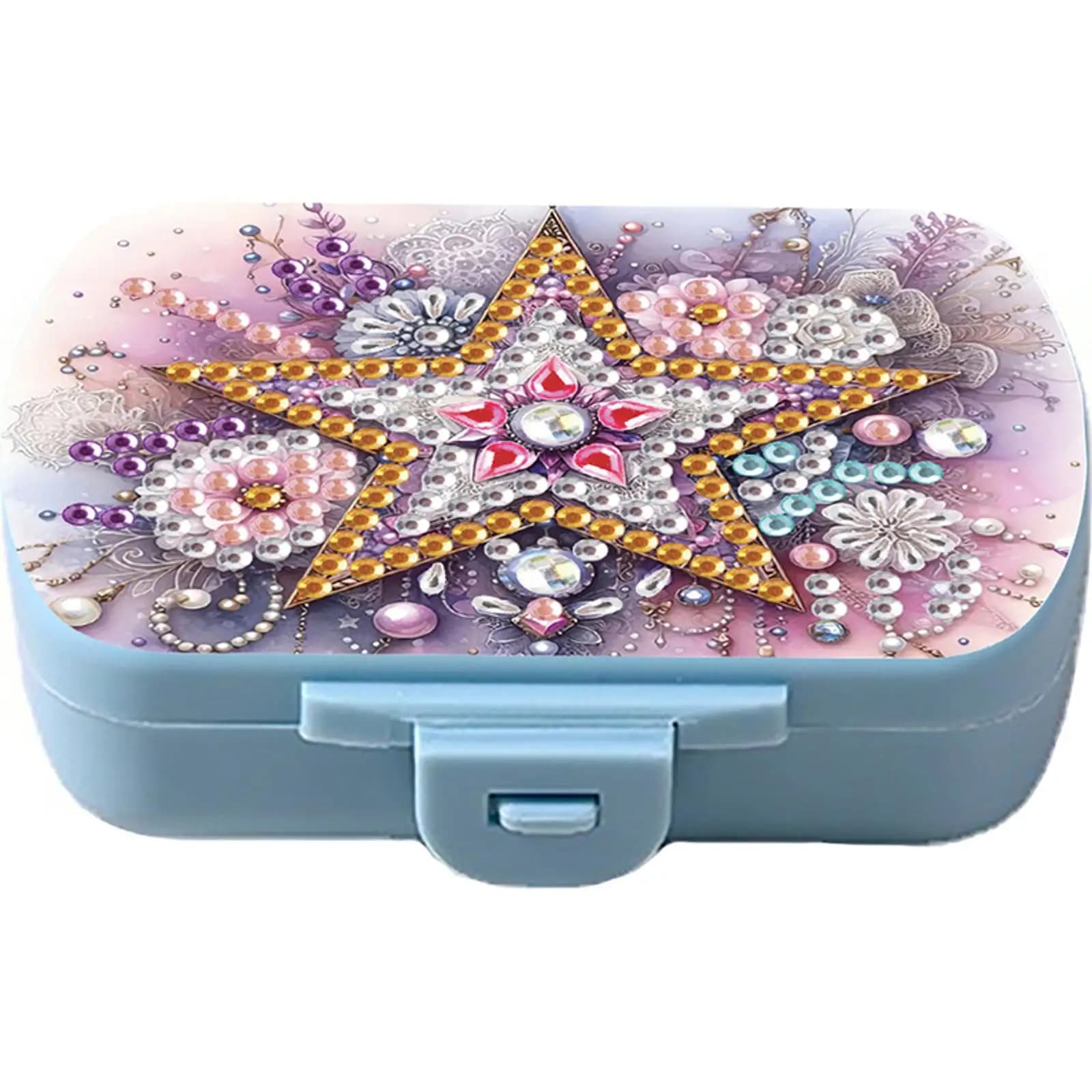 Scatola Portatile per Medicinali con Design Diamantato, Contenitore per Vitamine e Farmaci, Organizer Multicomparto da Viaggio