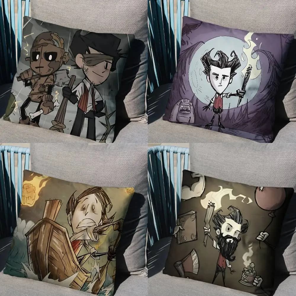 Game HP SAN Don't Starve Federa for square cushion with front-back print in short plush, sofa cover, bedside cushion for bedroom