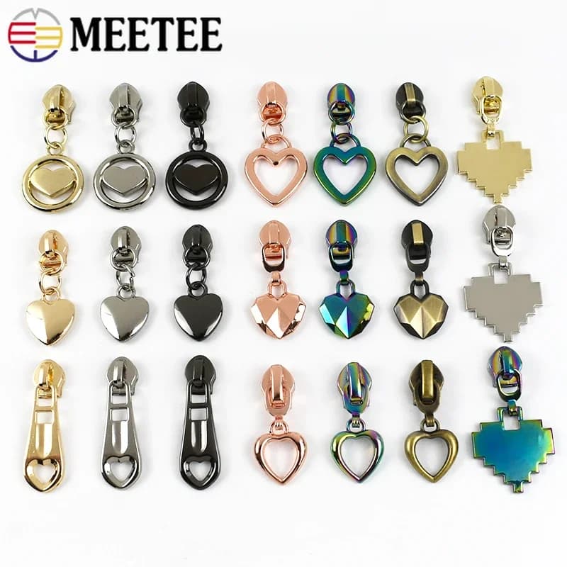 10-30 pezzi di tiranti per cerniera a forma di cuore 5 # Cursori per Cerniere in Nylon, Kit di Riparazione per Cerniere di Borse e Scarpe, Accessori per Cucito Fai-da-Te