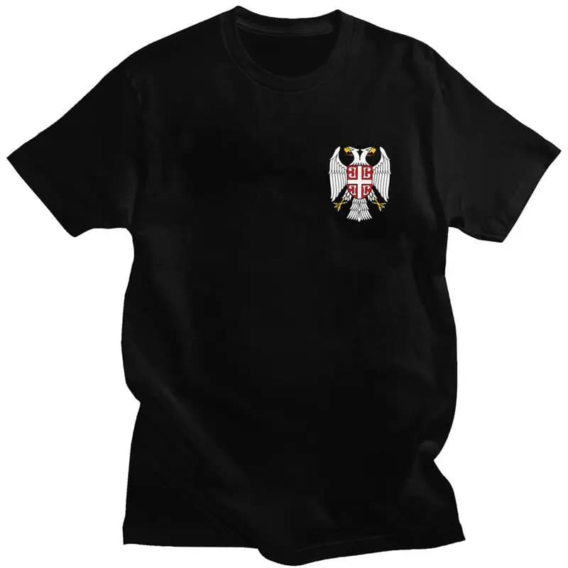 Moda personalizzata Serbian Eagle stemma T Shirt da uomo manica corta bandiera serba T-shirt Casual Tee Tops maglietta oversize regalo