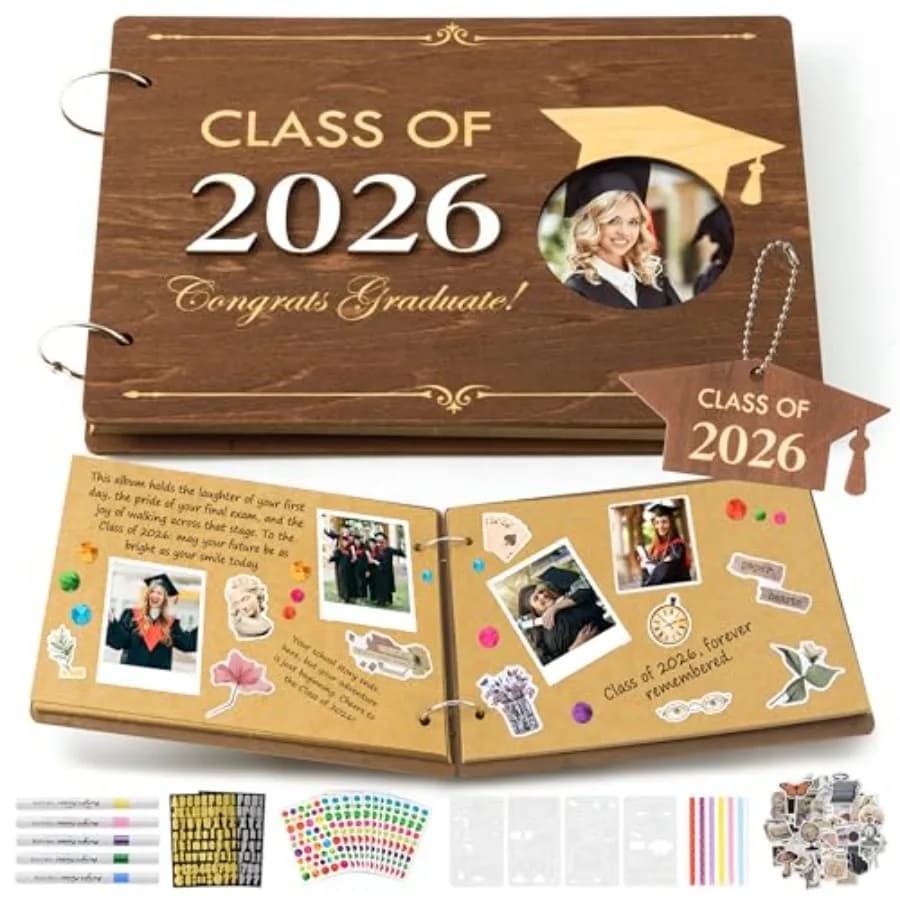 Class of Photo Album Scrapbook - 30 Page Class Wooden Scrapbook Craft Kit School Day Memory Book DIY Handmade Scrapbook Souveni