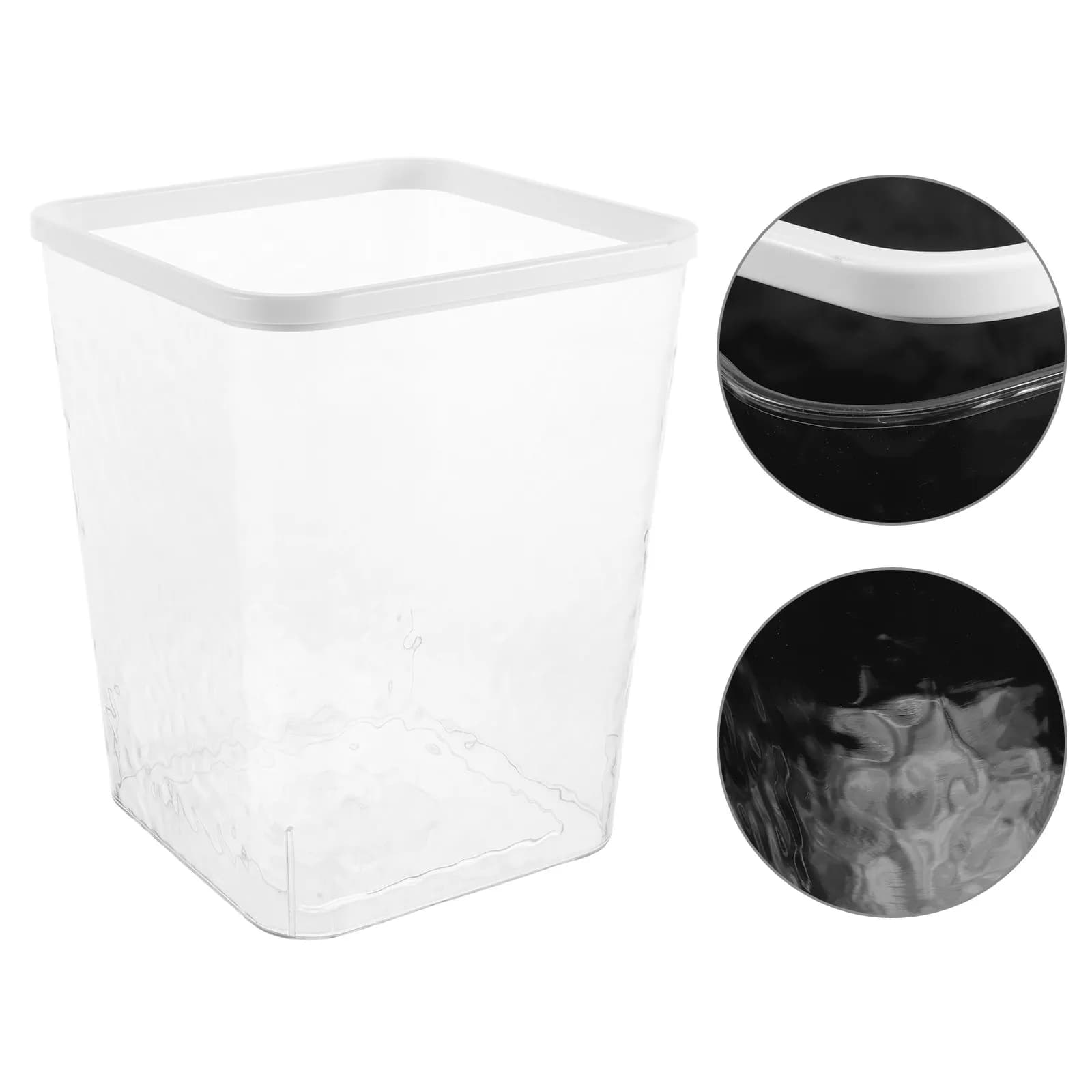 Kitchen Bathroom Transparent Trash Can Large Capacity Plastic Waste Bin for Living Room Rubbish Bin Modern Style Container