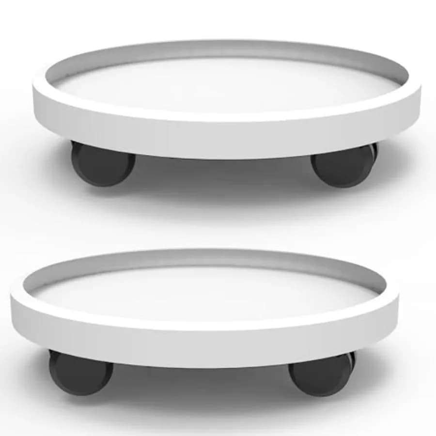 Carrello per Piante con Ruote da 14 Pollici, Base Rotonda per Interni ed Esterni, Vassoio Sottovaso, Carrello Resistente per Piante