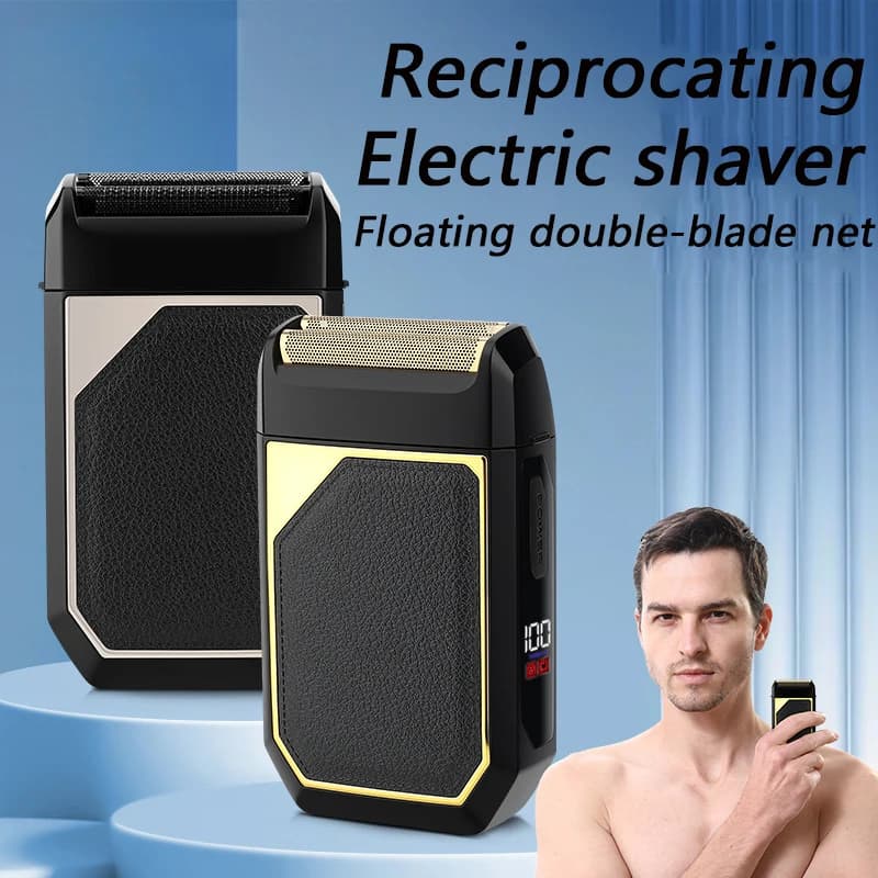 Men's Reciprocating Electric Razor 2 Blades Floating Head Foil Shaver Waterproof Wet Dry Beard Trimmer Portable Electric Shaver