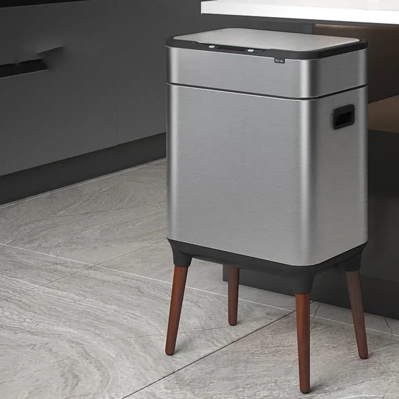 Grande Cestino Intelligente per Cucina e Bagno, Lussuoso Contenitore Automatico per Rifiuti Separati in Acciaio Inox, Cubo Basura Smart Home