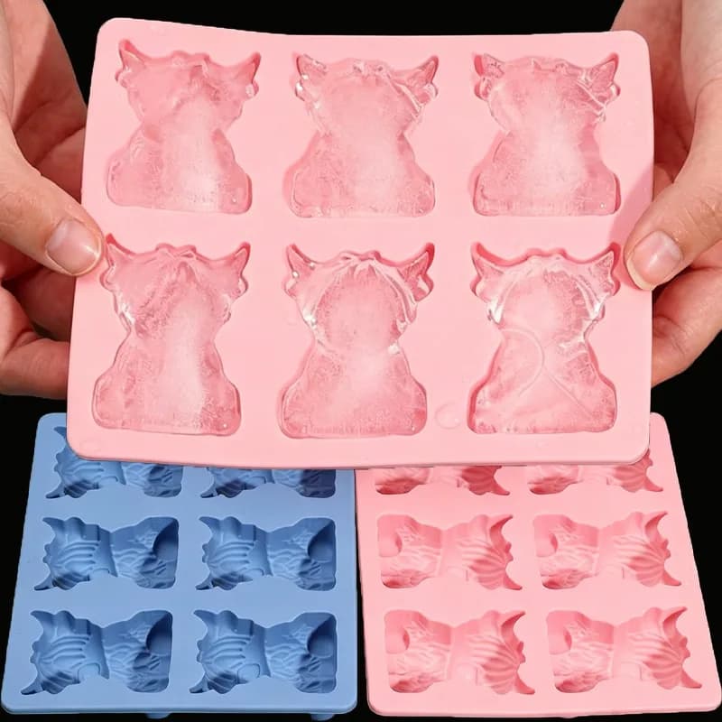 Stampo in Silicone 3D a Forma di Bovino per Cubetti di Ghiaccio, Ghiaccioli, Gelato, Cioccolato, Succhi - Vassoio per Ghiaccio Fai da Te, Utensili da Cucina