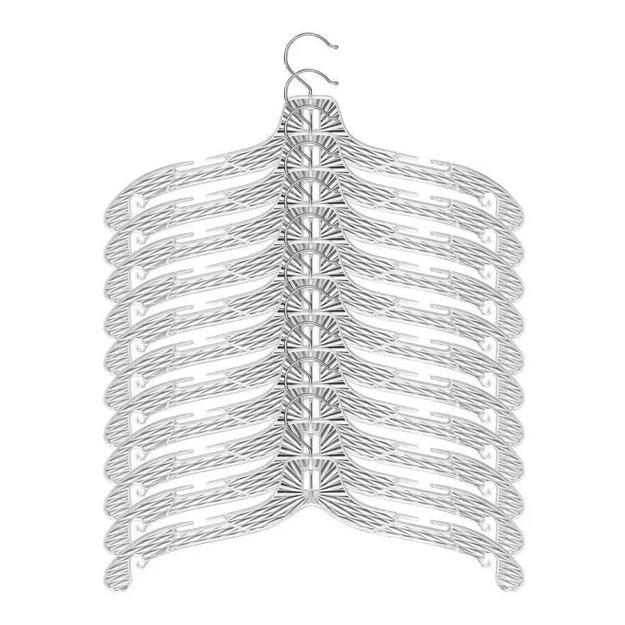 Appendiabiti in plastica trasparente, confezione da 20, antiscivolo, resistenti, con intaglio aperto per camicie e vestiti, con motivo a taglio diamantato.
