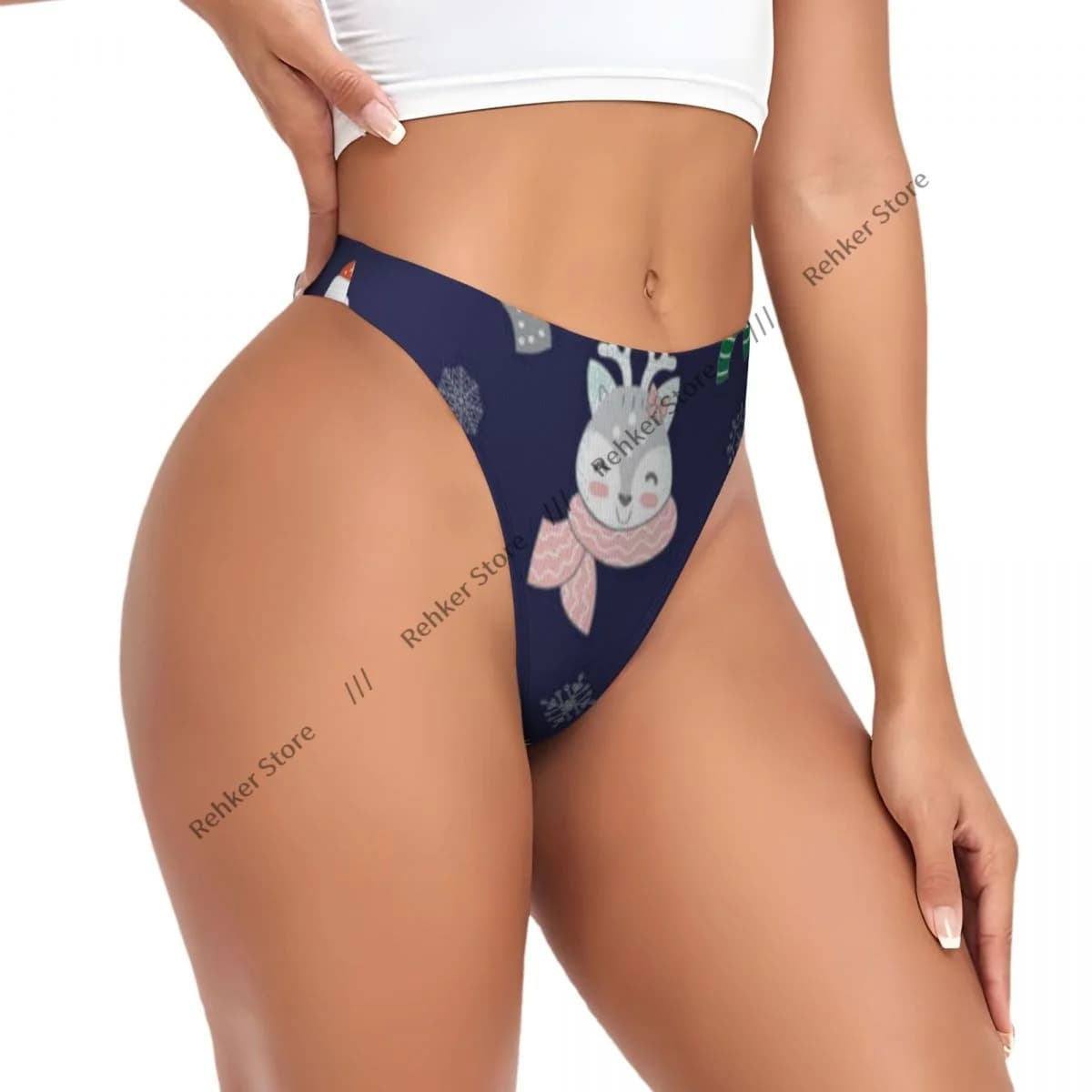 Intimo Sexy da Donna con Simpatici Personaggi Natalizi: Orso, Cervo, Unicorno, Perizoma, G-string